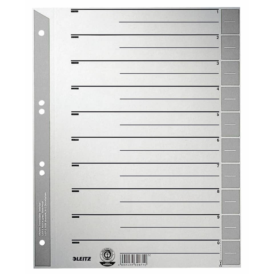 Trennblatt, A4, Karton, farbig bedruckt, grau, 100 Stück LEITZ 1652-00-85 LEITZ 1652-00-85 100ST ungeöst