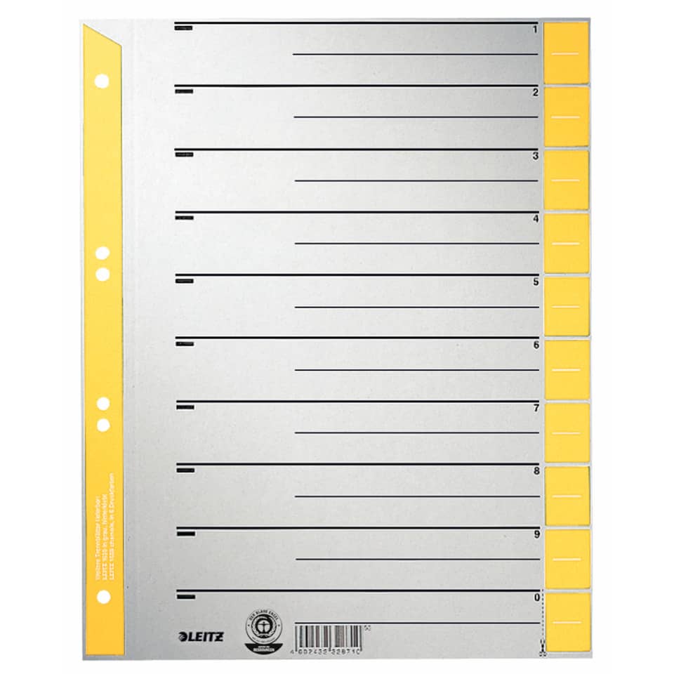 Trennblatt, A4, Karton, farbig bedruckt, gelb, 100 Stück LEITZ 1652-00-15 LEITZ 1652-00-15 100ST ungeöst