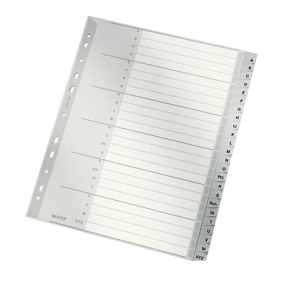 Plastikregister A-Z, A4, PP, 24 Blatt, grau LEITZ 1261-00-85 LEITZ 12610085 Plastik 24tlg.