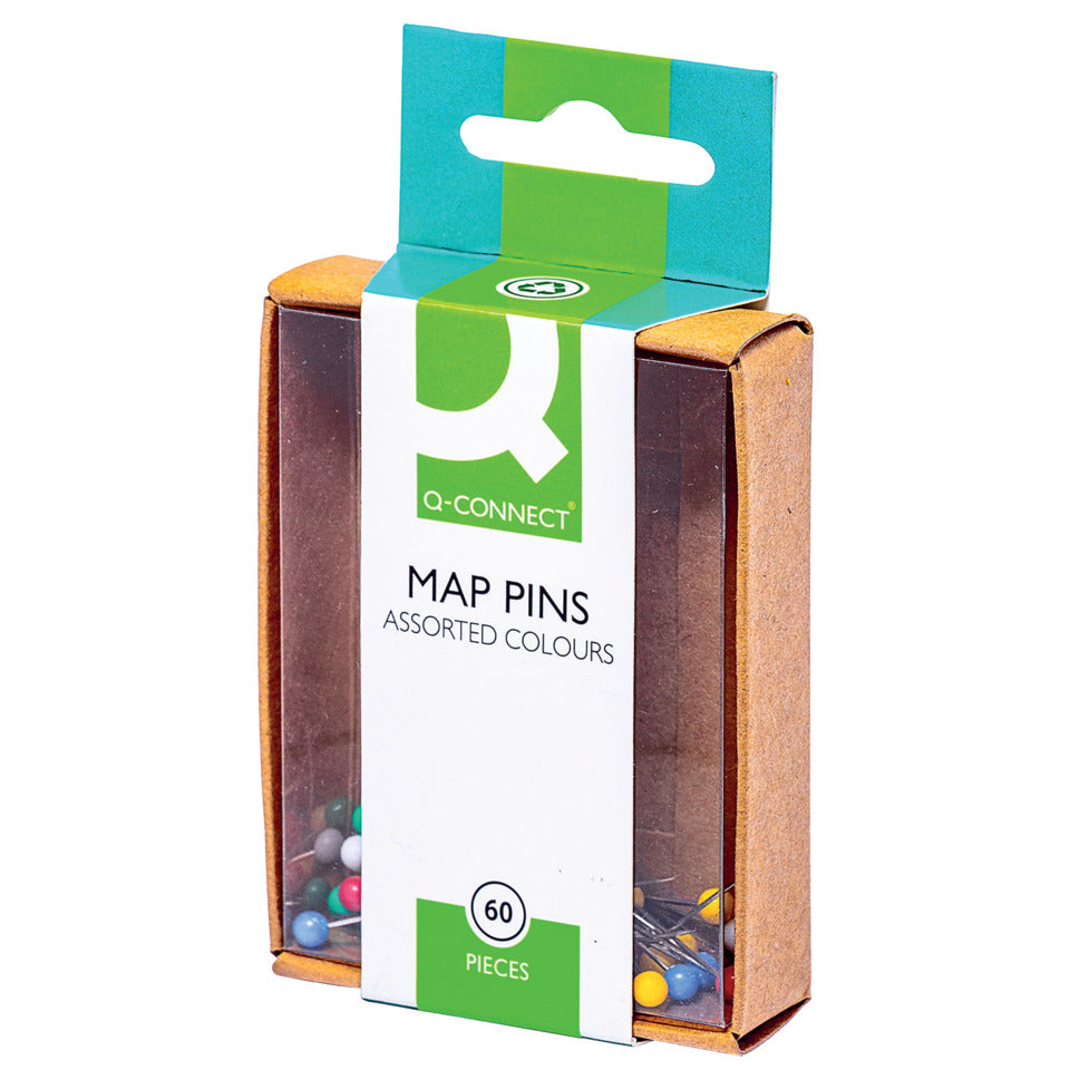 Landkartennadel, Ø5mm, 60 Stück, sortiert Q-CONNECT KF02030 Q-CONNECT KF02030 Ds60St
