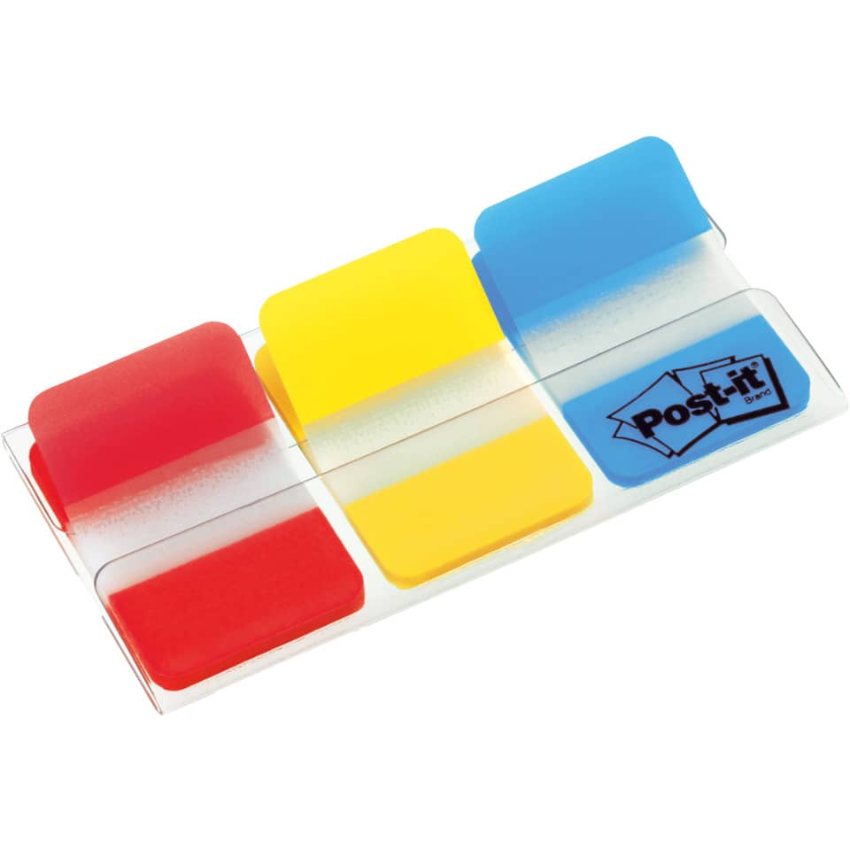 Haftstreifen Index Strong, 25,4x38mm, 3x22 Blatt, sortiert POST-IT 686-RYB POST IT 686 RYB 3x22 rt/gb/bl