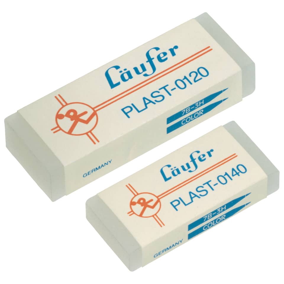 Radierer Plast, Kunststoff, 65x21x12 mm, transparent, mit Banderole LÄUFER 01200