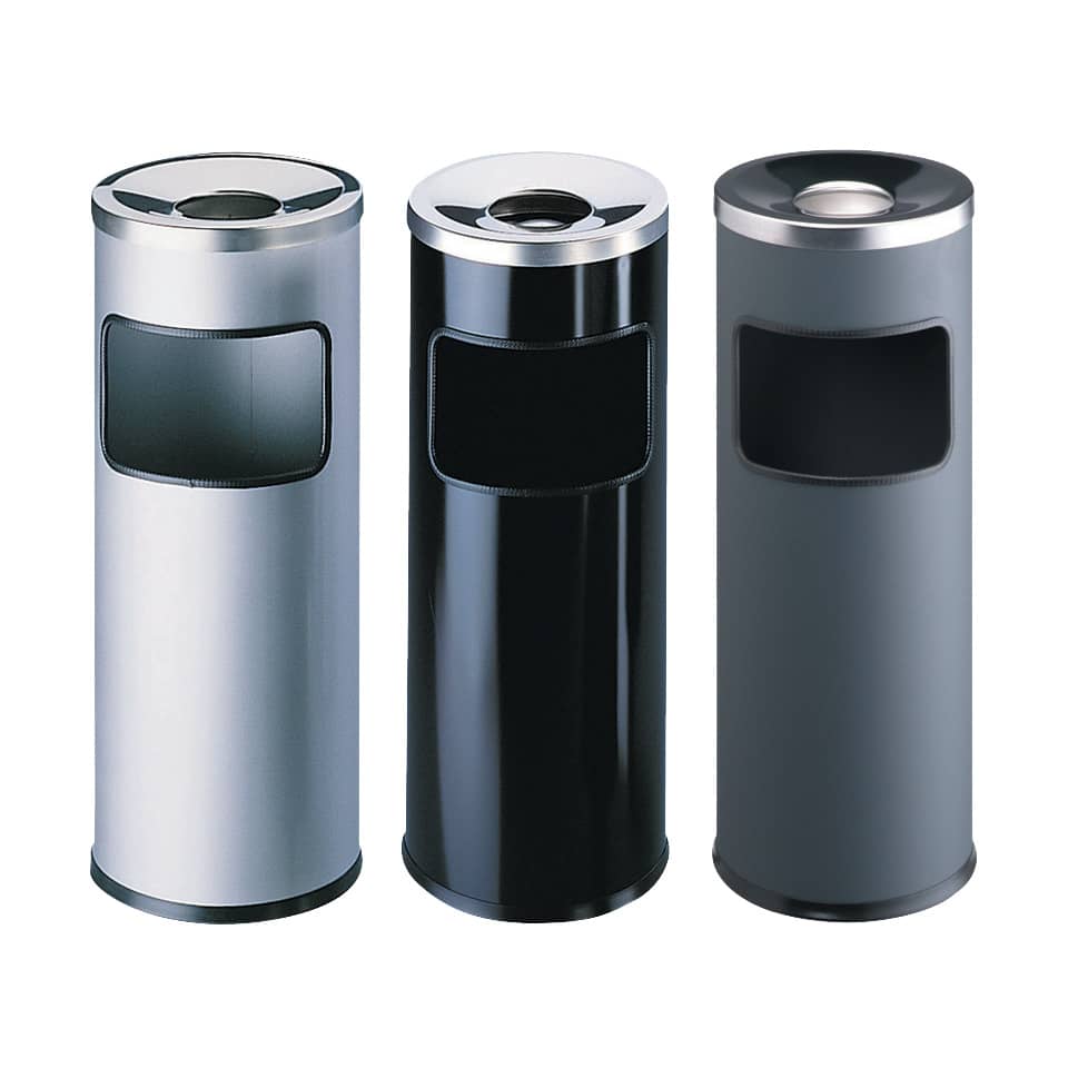 Papierkorb mit Ascher SAFE rund, Metall, 250x630mm (ØxH), 17l, anthrazit DURABLE 3332 58 DURABLE 3332 58 mit Ascher