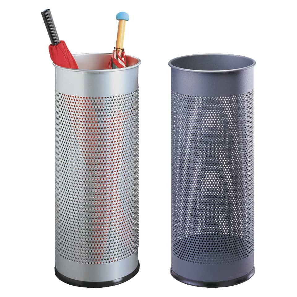 Schirmständer rund 28,5 METALL, 28,5 l, mit perforiertem Dekostreifen, metallic silber DURABLE 3350 23
