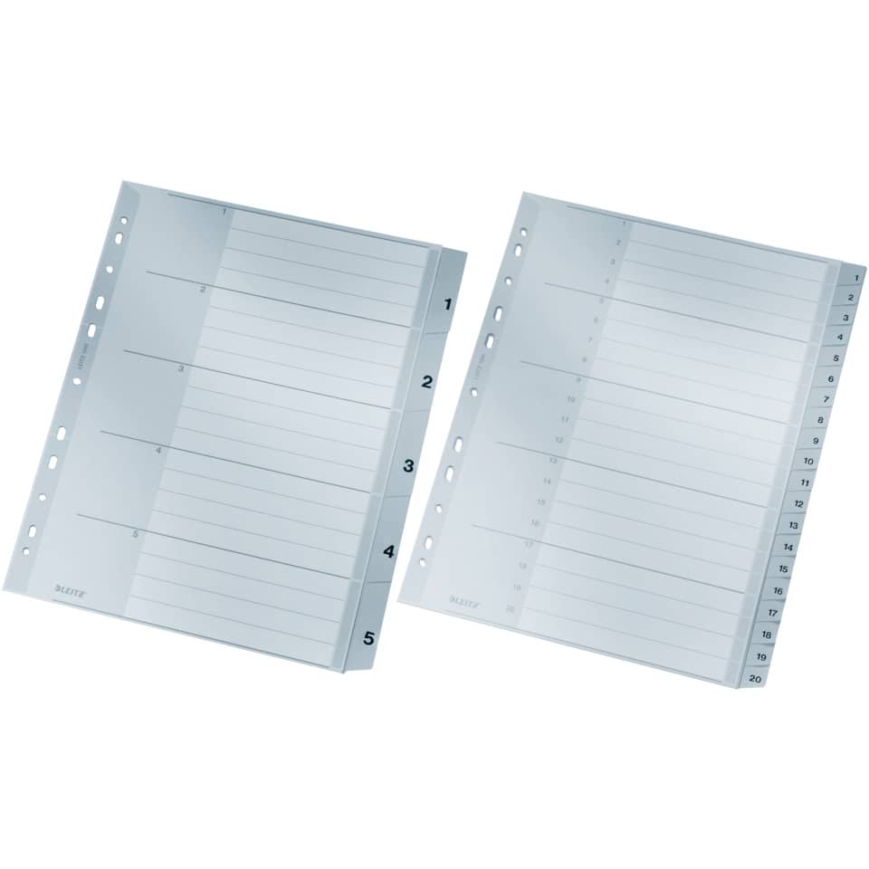 Plastikregister 1-5, A4, PP, 5 Blatt, grau LEITZ 1283-00-85 LEITZ 1283-00-85 Plastik 5tlg.