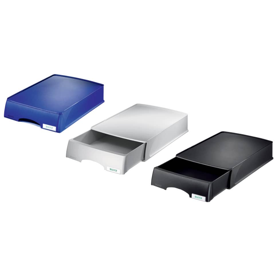 Briefkorb Plus mit Schublade, A4 quer, Polystyrol, schwarz LEITZ 5210-00-95 LEITZ 5210-00-95 m. Schublade