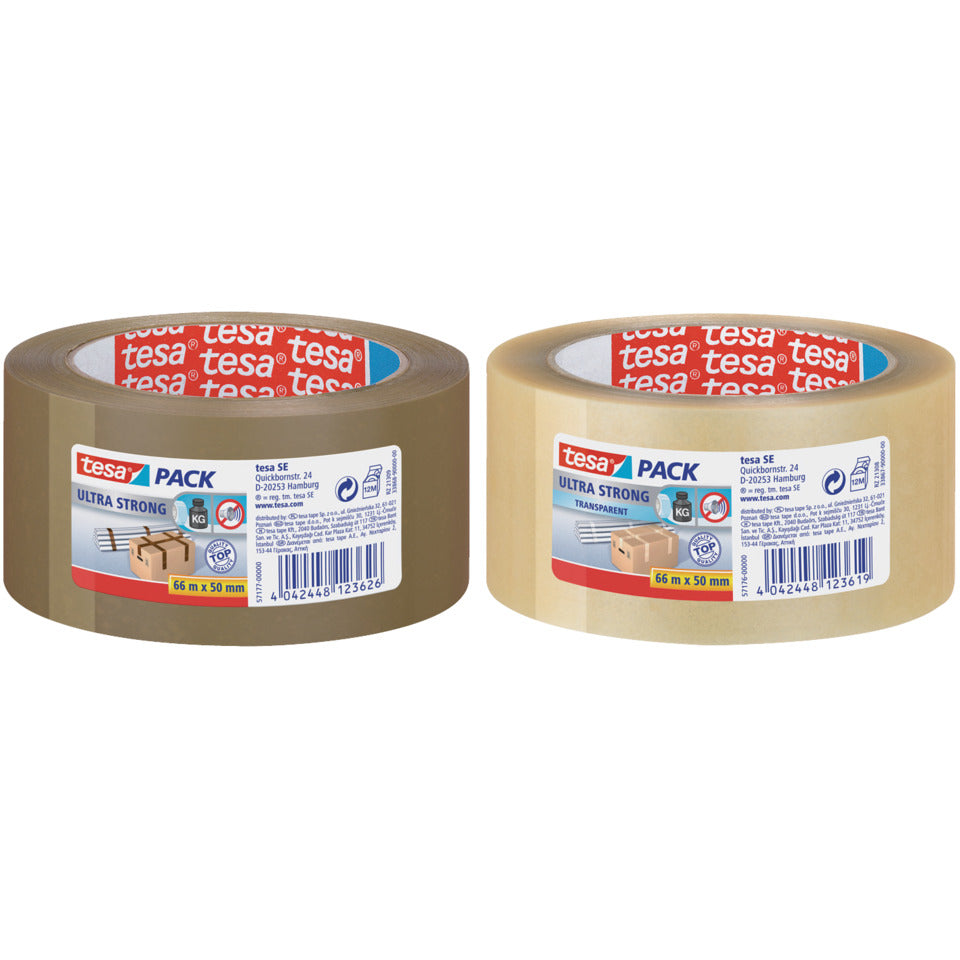Packband tesapack® Ultra Strong, PVC, 66 m x 50 mm, transparent TESA 57176-00000-08 TESA 57176 - Ultra strong