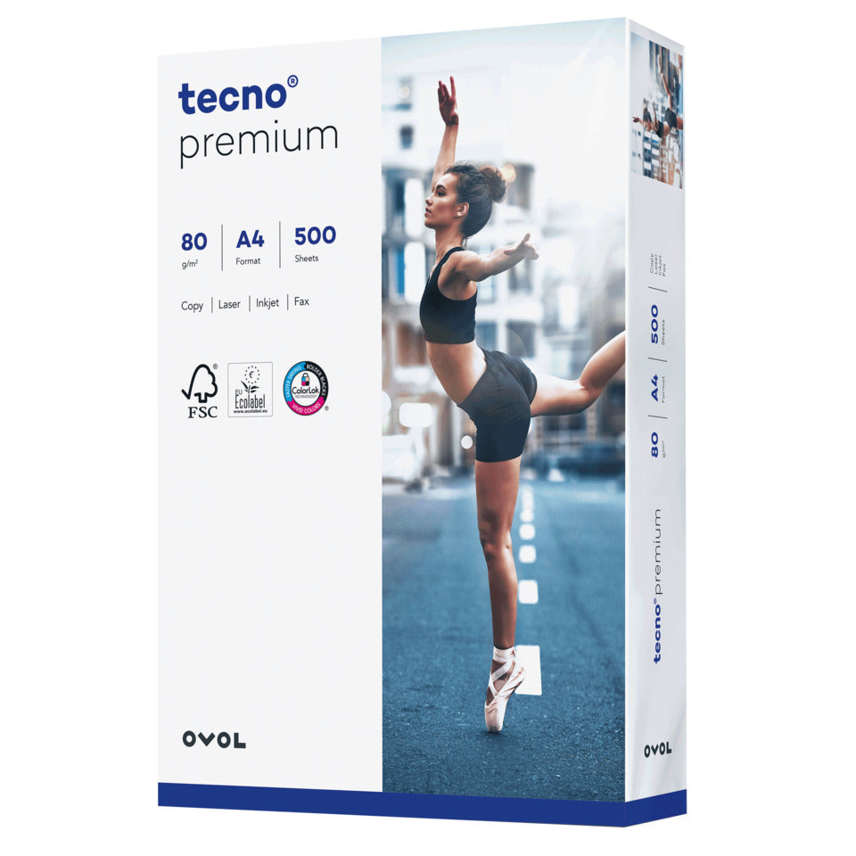 Kopierpapier Premium, A4, 80g/m², 500 Blatt, weiß TECNO 2100011497 TECNO 2100011497 170 CIE-Weiße