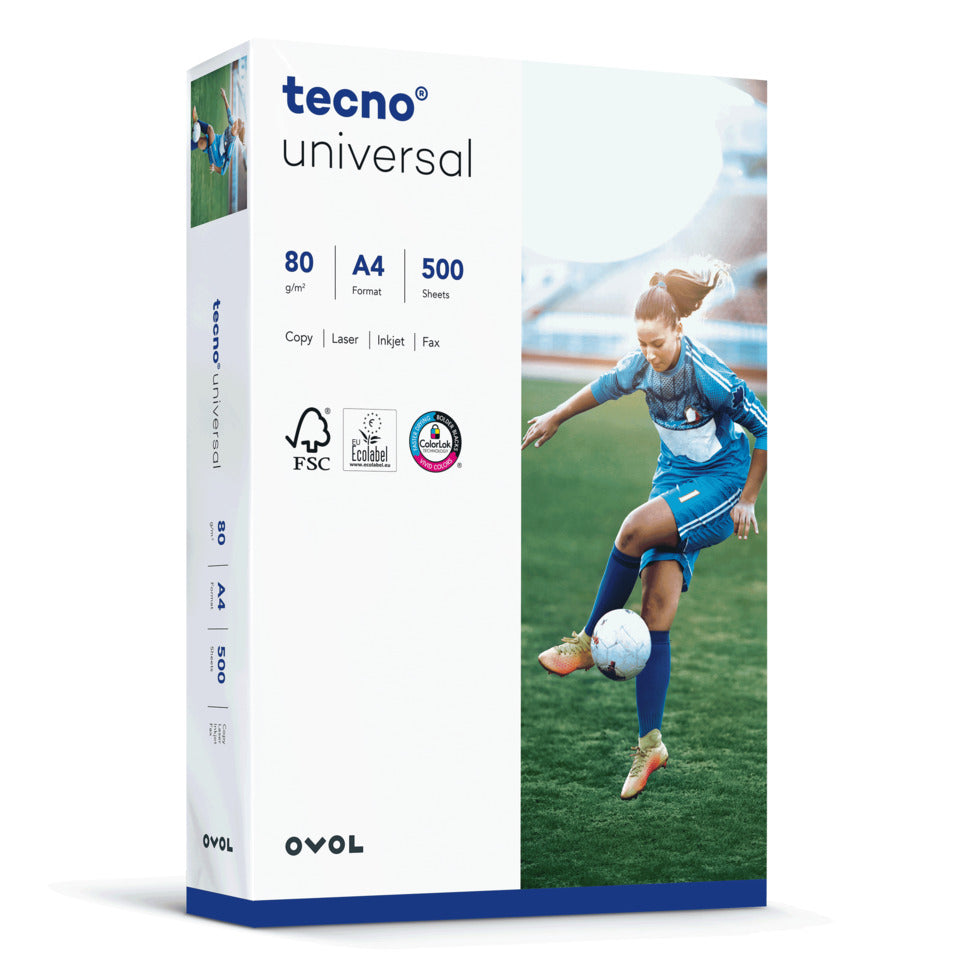 Kopierpapier Universal, A4, 80g/m², 500 Blatt, weiß OVOL 2100077587 TECNO 2100077588/2100077587