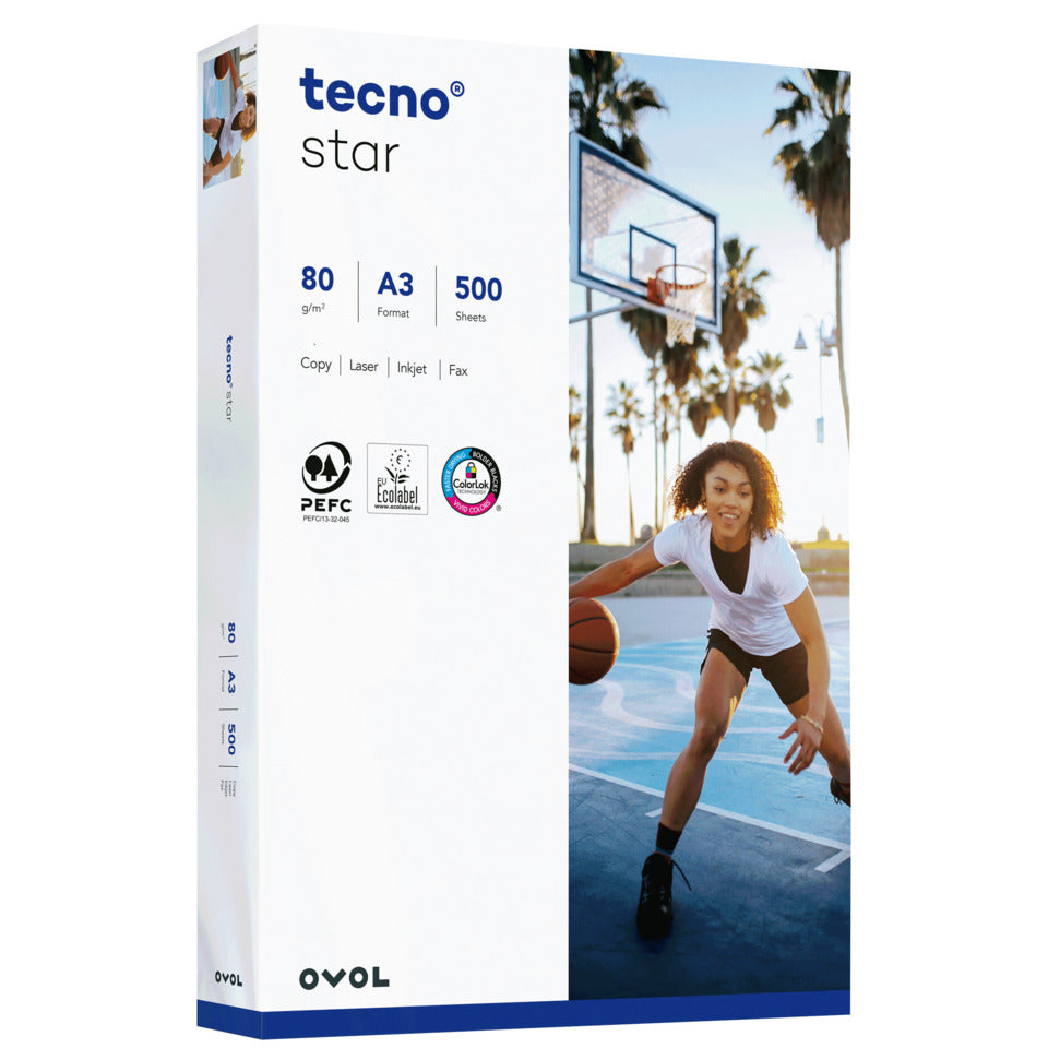 Kopierpapier Star, A3, 80g/m², 500 Blatt, weiß TECNO 2100011528 TECNO 2100011528 150 CIE-Weiße