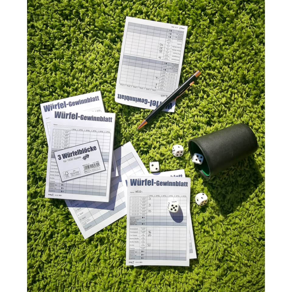 Würfelspiel-Gewinnblatt - Block DIN A6, 3 x 85 Blatt RNK 5803 RNK 5803 für 1530 Spiele PG 3ST