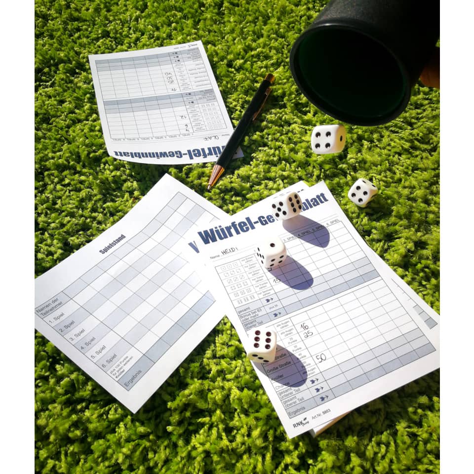 Würfelspiel-Gewinnblatt - Block DIN A6, 3 x 85 Blatt RNK 5803 RNK 5803 für 1530 Spiele PG 3ST