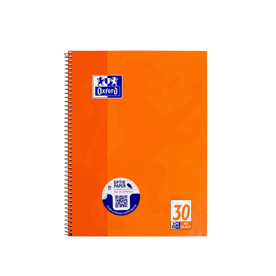 Collegeblock, A4+, 80 Blatt, Lin.30, blanko, orange OXFORD 100050359
