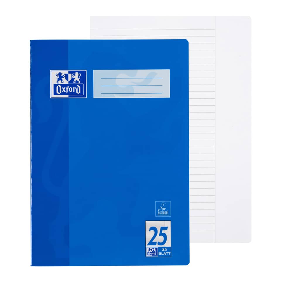 Heft, A4, 90g/m², 32 Blatt, Lin.25, liniert mit Rand OXFORD 100050329