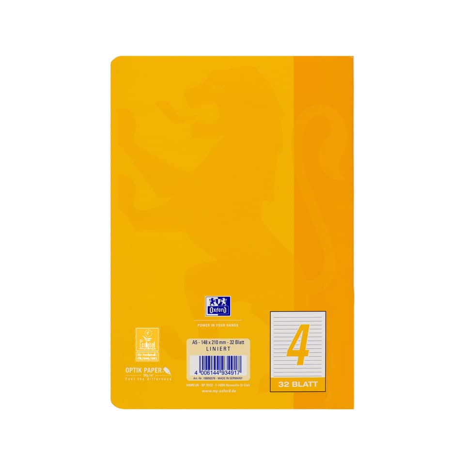 Heft, A5, 90g/m², 32 Blatt, Lin.4, liniert OXFORD 100050378