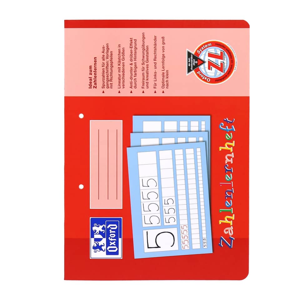 Zahlenlernheft, A4 quer, 16 Blatt, Lin.ZL OXFORD 100050304 OXFORD 100050304 Spurzahlen