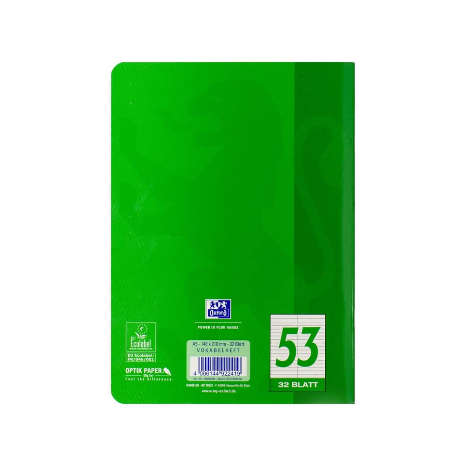 Vokabelheft, A5, 32 Blatt, Lin.53, liniert OXFORD 100050383 OXFORD 100050383 Lineatur 53