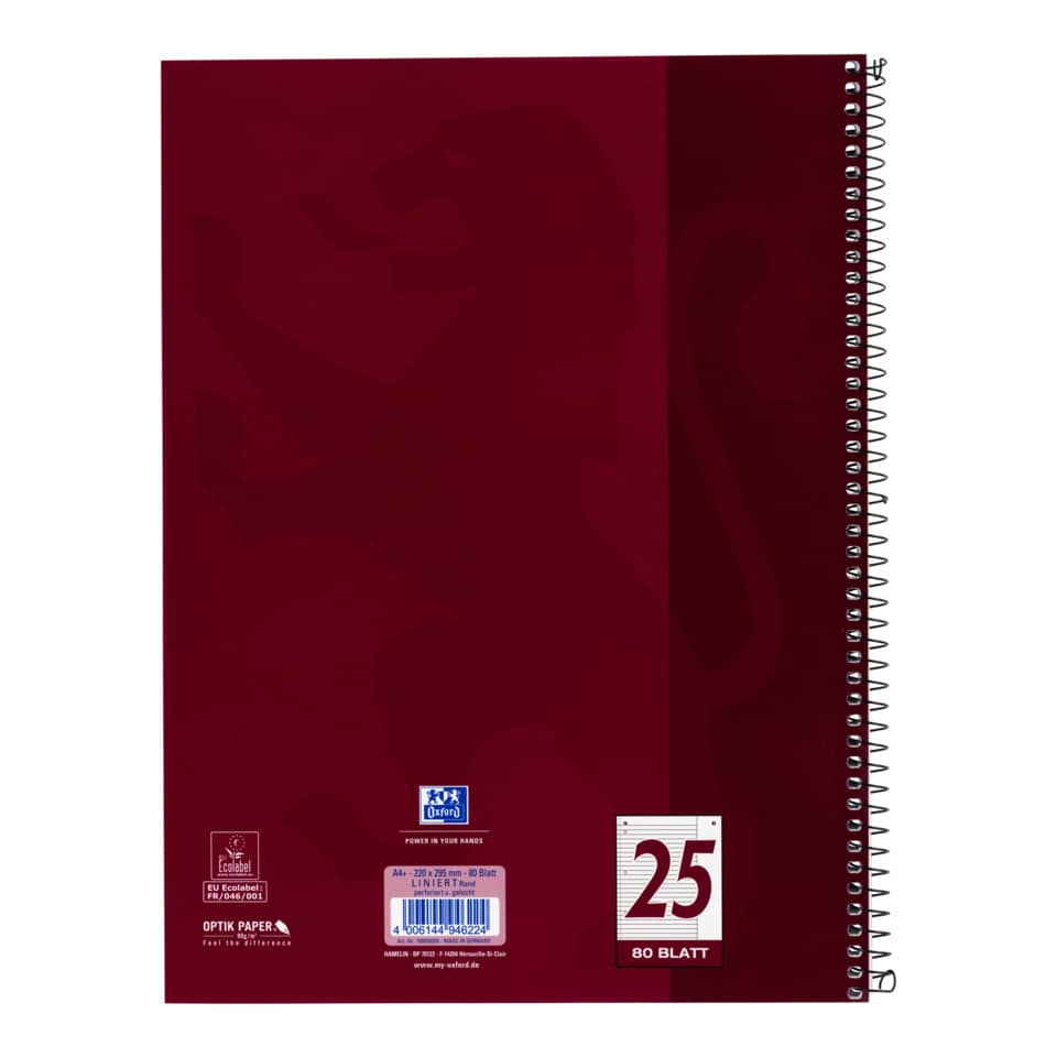 Collegeblock, A4+, 80 Blatt, Lin.25, liniert, pflaume OXFORD 100050355 OXFORD 100050355 OptikPaper