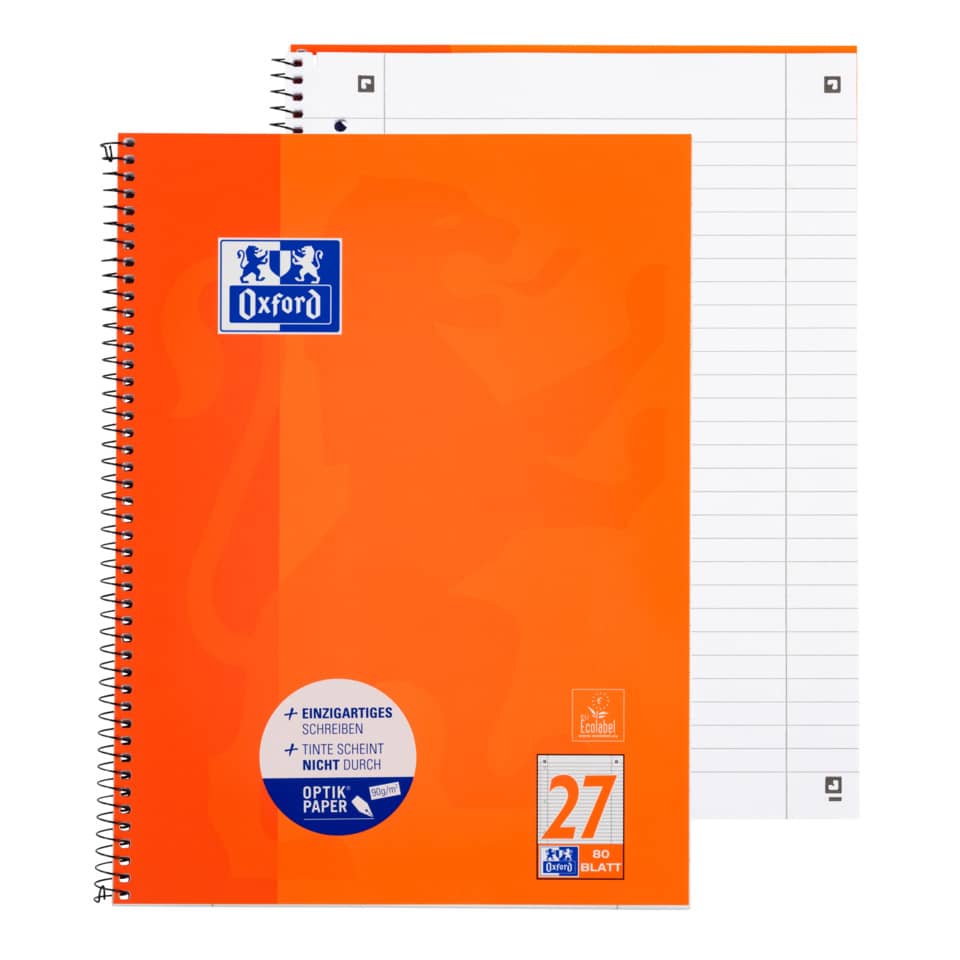 Collegeblock, A4+, 80 Blatt, Lin.27, liniert, orange OXFORD 100050360 OXFORD 100050360 OptikPaper