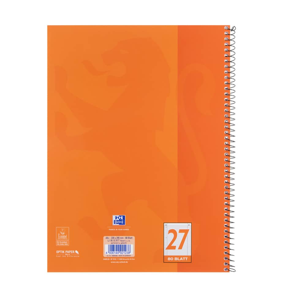 Collegeblock, A4+, 80 Blatt, Lin.27, liniert, orange OXFORD 100050360 OXFORD 100050360 OptikPaper