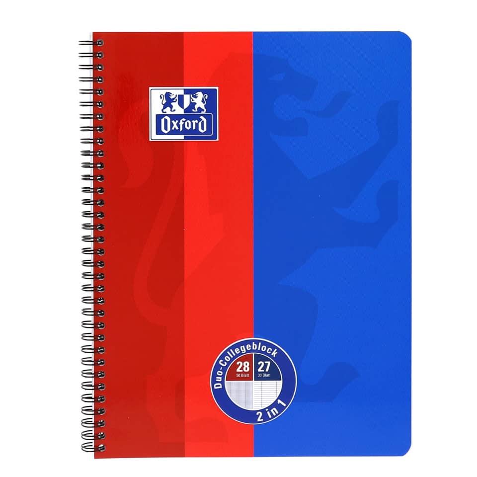 Collegeblock Klassik Duo, A4+, 80 Blatt, Lin.27/28, liniert/kariert OXFORD 400101421