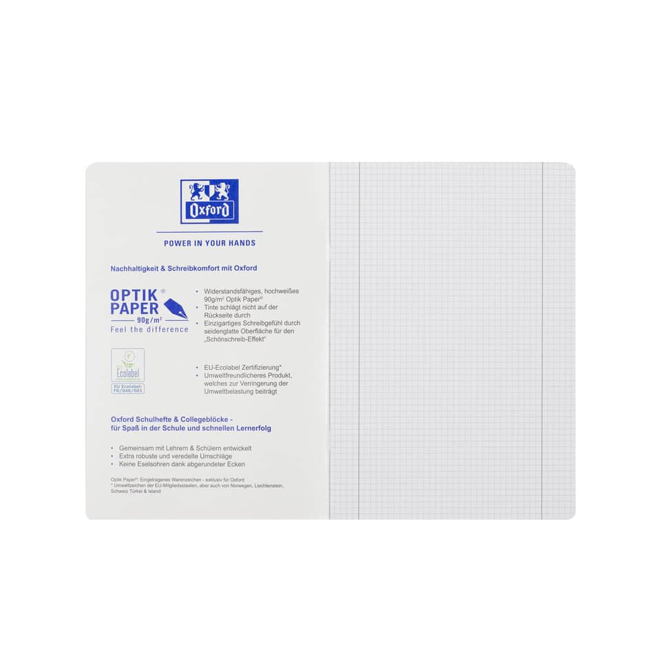 Heft Touch, A4, 90g/m², 16 Blatt, kariert, rosa OXFORD 400104447