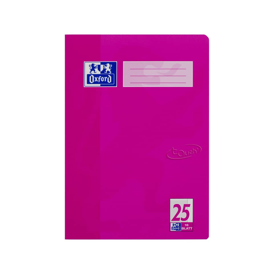 Heft Touch, A4, 90g/m², 16 Blatt, Lin.25, liniert mit Rand, pink OXFORD 400104369