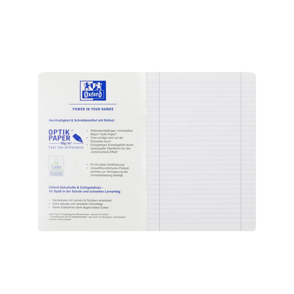 Heft Touch, A4, 90g/m², 16 Blatt, Lin.27, liniert mit Doppelrand, koralle OXFORD 400104444