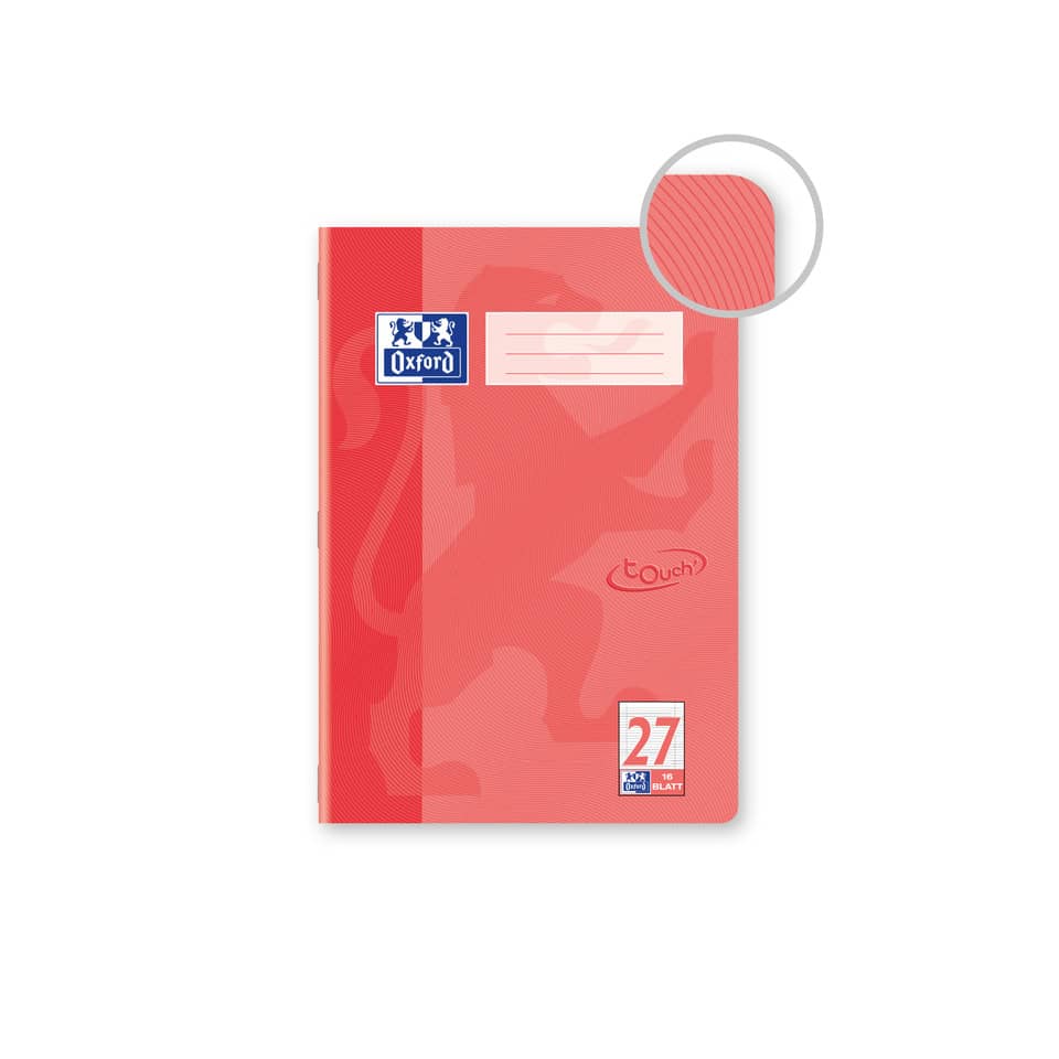 Heft Touch, A4, 90g/m², 16 Blatt, Lin.27, liniert mit Doppelrand, koralle OXFORD 400104444