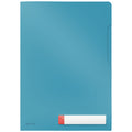 Sichthülle Cosy, A4, PP, mit Beschriftungsfenster, genarbt, 3 Stück, blau LEITZ 4708-00-61