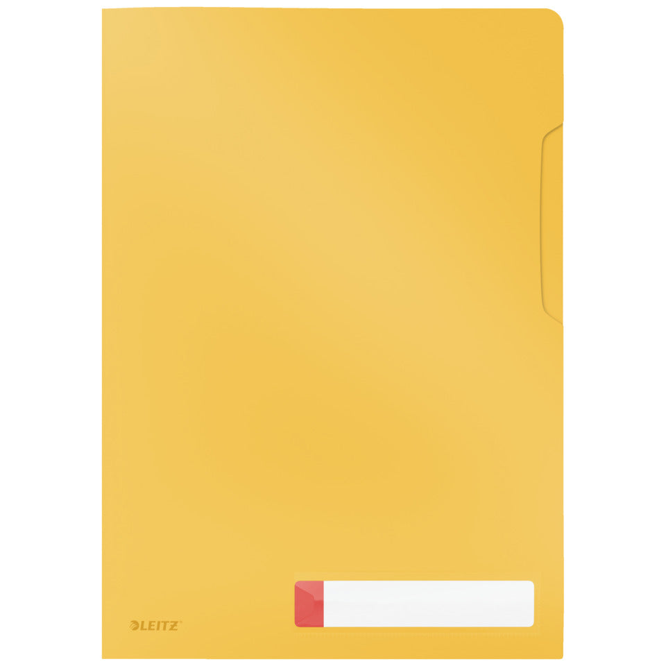 Sichthülle Cosy, A4, PP, mit Beschriftungsfenster, genarbt, 3 Stück, gelb LEITZ 4708-00-19