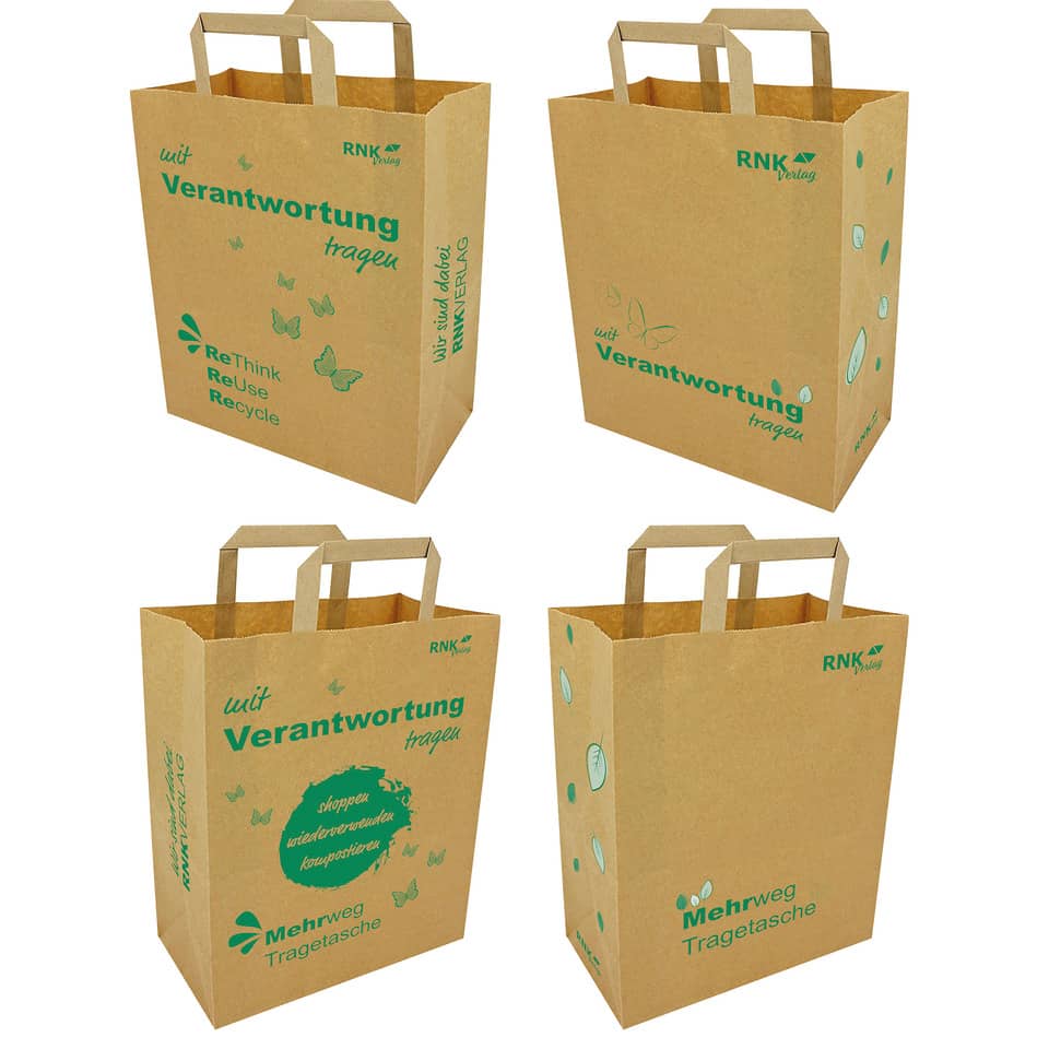 Papier-Tragetasche think green, 22 x 31 x 10cm, 80g/m², RNK 407200 RNK 407200 22x31+10cm 80g