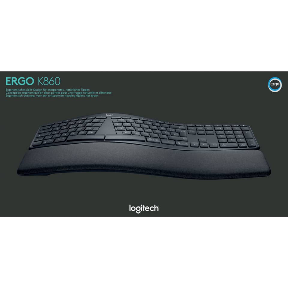 Tastatur K860 Ergo, Deutsch, Wireless,  schwarz LOGITECH 920-009167