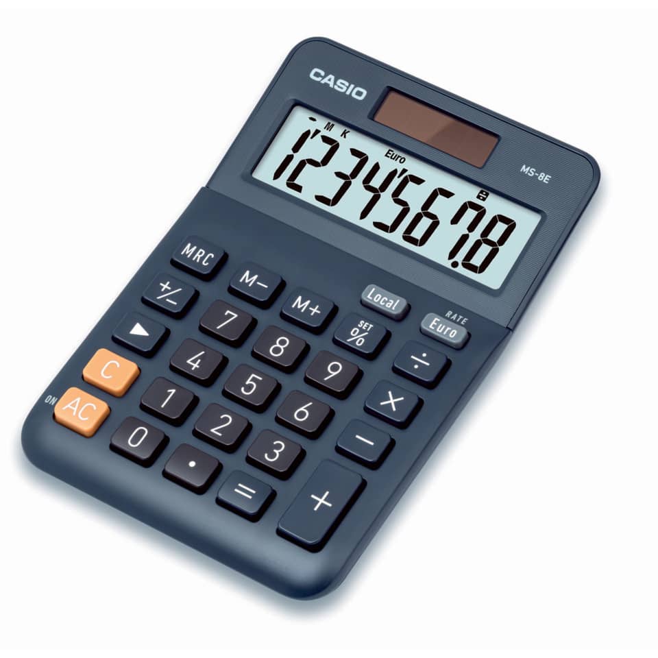 Tischrechner, Währungsumrechnung, 8-stellig, Solar/Batterie CASIO MS-8E CASIO MS-8E Solar/Batterie 103x147x29mm