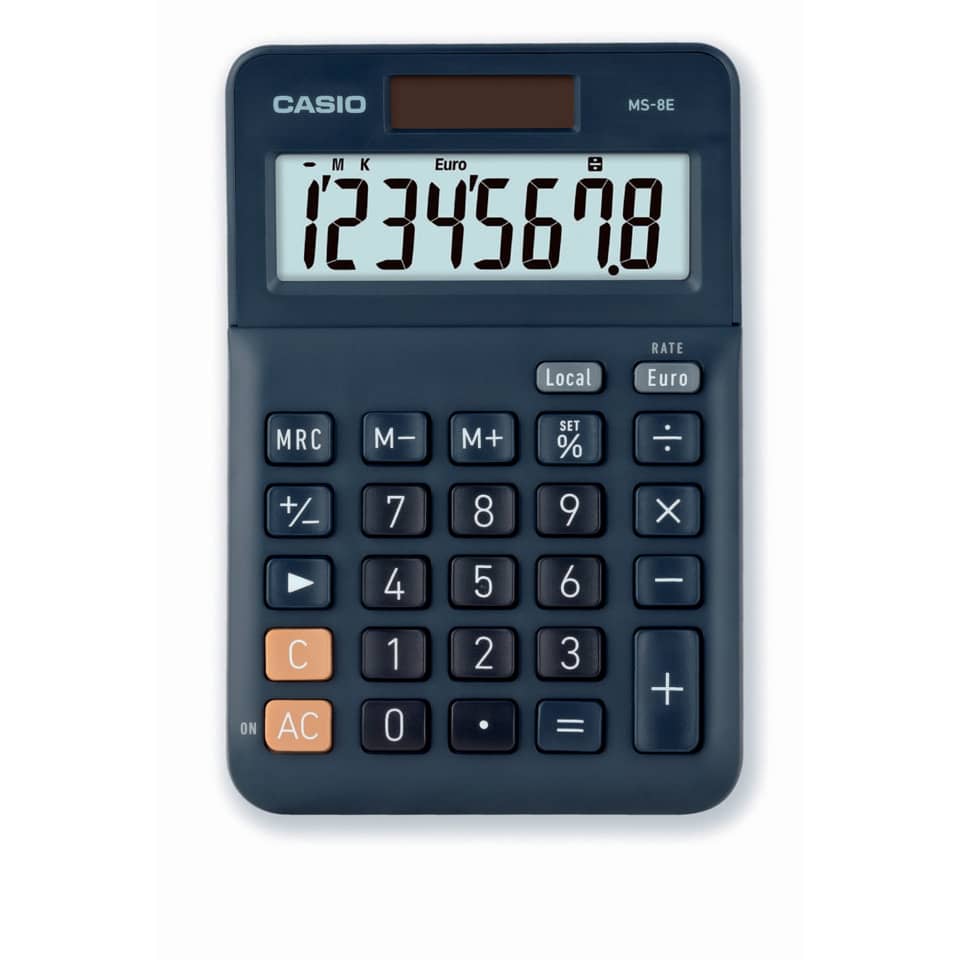 Tischrechner, Währungsumrechnung, 8-stellig, Solar/Batterie CASIO MS-8E CASIO MS-8E Solar/Batterie 103x147x29mm