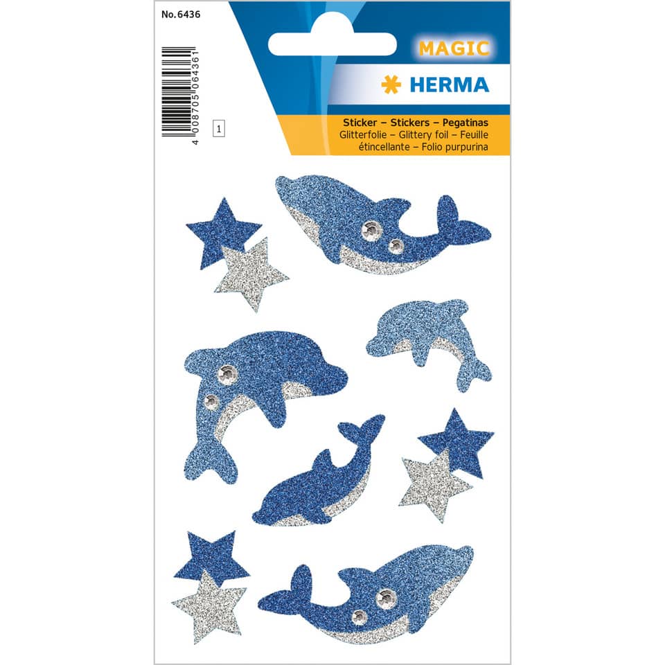 Sticker Delphine, Diamond Glittery, 8 Stück HERMA 6436 HERMA 6436 Magicsticker