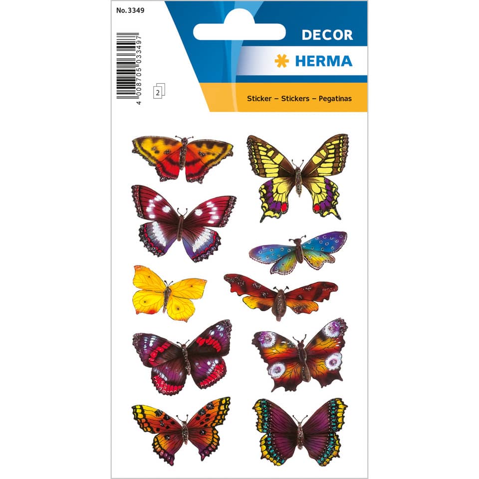 Sticker Schmetterlinge, beglimmert, 10 Stück HERMA 3349 HERMA 3349 Decorsticker