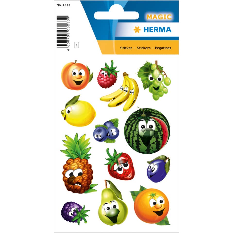 Sticker Früchte, Wackelaugen, 13 Stück HERMA 3233 HERMA 3233 Magicsticker