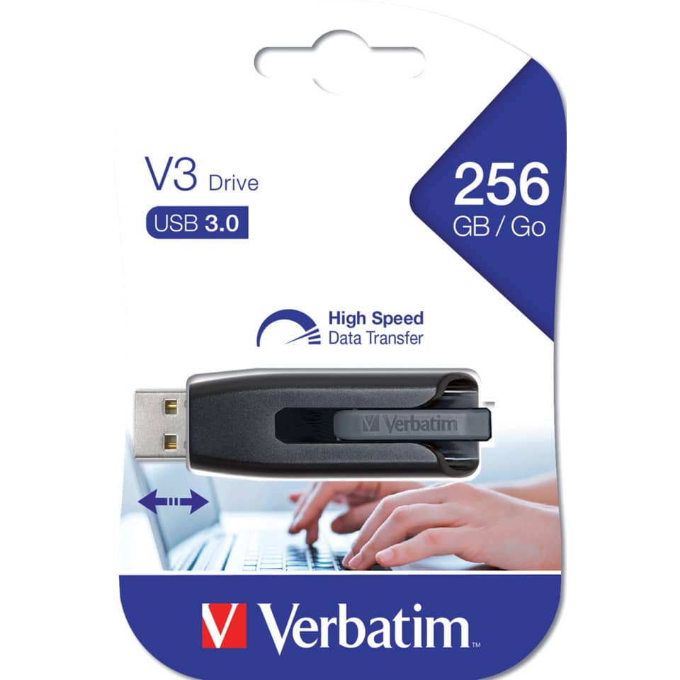 USB Stick 3.0, 256 GB, schwarz VERBATIM VER49168 VERBATIM 49168
