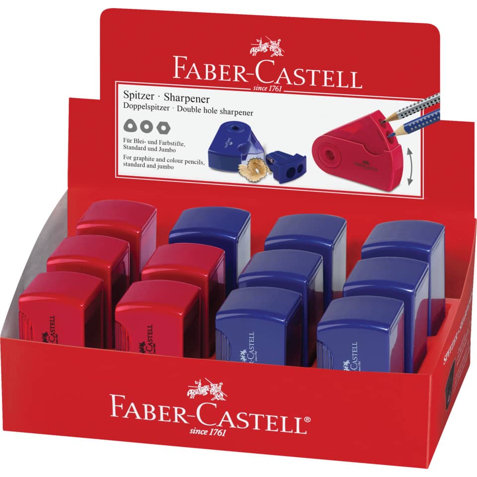 Doppelspitzdose Sleeve, rot/blau, sortiert FABER CASTELL 182701 FABER CASTELL 182701 m.Schutzh