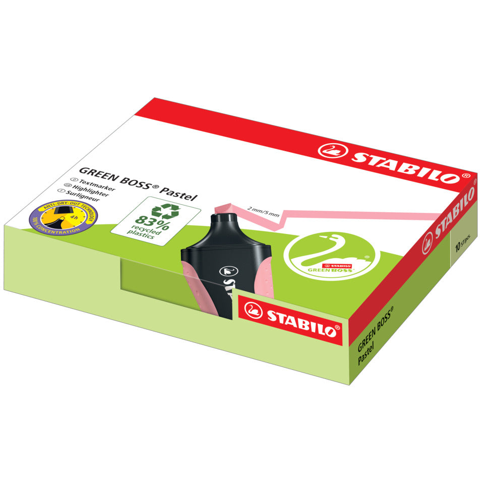 Textmarker GREEN BOSS® Pastel, 2-5mm, rosiges Rouge STABILO 6070/129