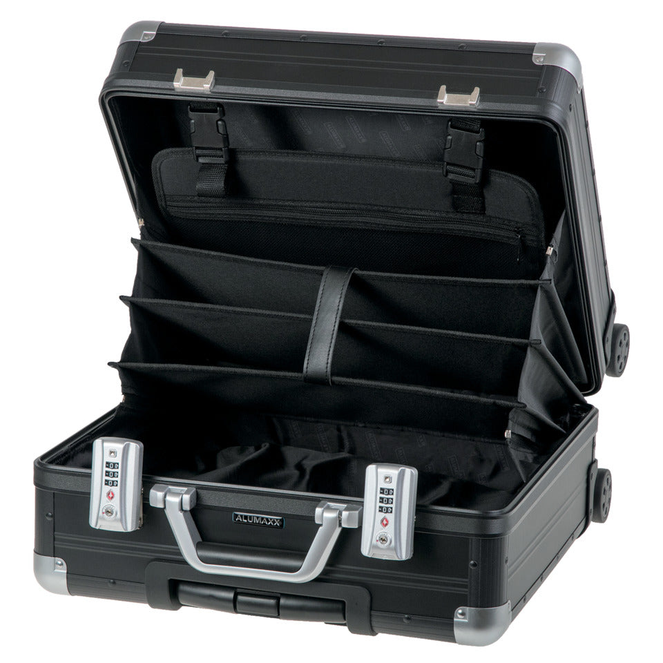 Business Trolley GEMINI Aluminium 42,5 x 40 x 21 cm schwarz matt ALUMAXX 45173