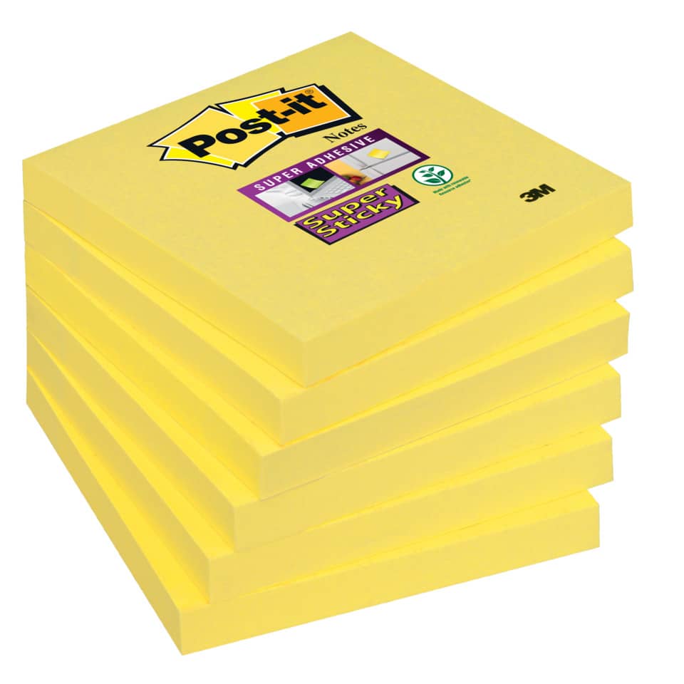 Haftnotizblock Super Sticky Notes, 76 x 76 mm, ultragelb, 6 x 90 Blatt POST-IT 654-S6 POST-IT 654-S6 76x76mm