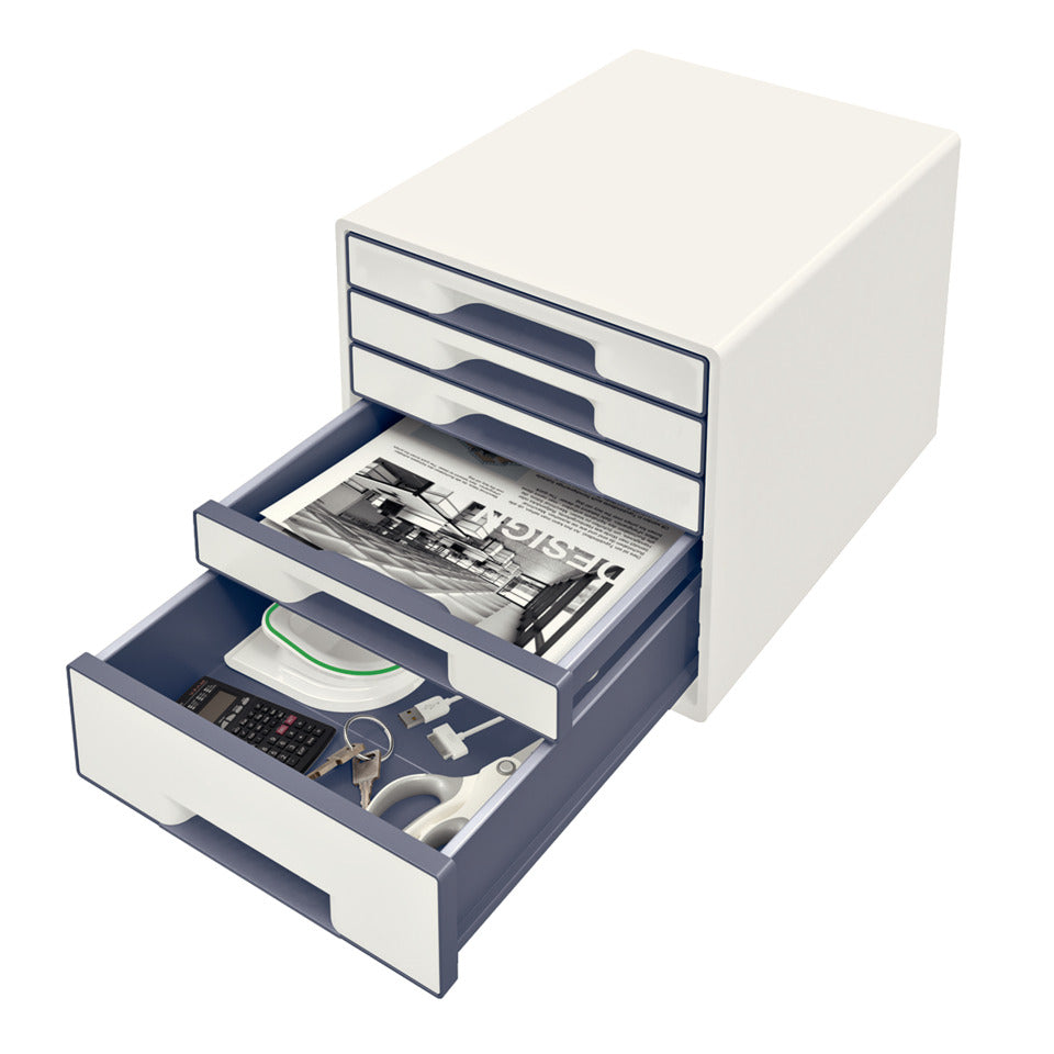 Schubladenbox WOW CUBE, 5 Schubladen, Polystyrol, weiß/grau LEITZ 5214-20-01 LEITZ 5214-20-01   5 Schubladen