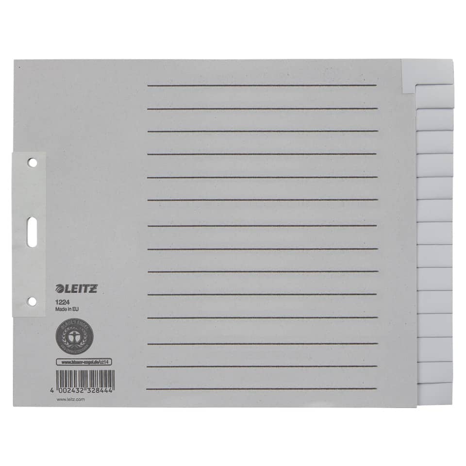 Papierregister Blanko, A4, Papier, 15 Blatt, grau LEITZ 1224-00-85 LEITZ 1224-00-85 Papier 15tlg.