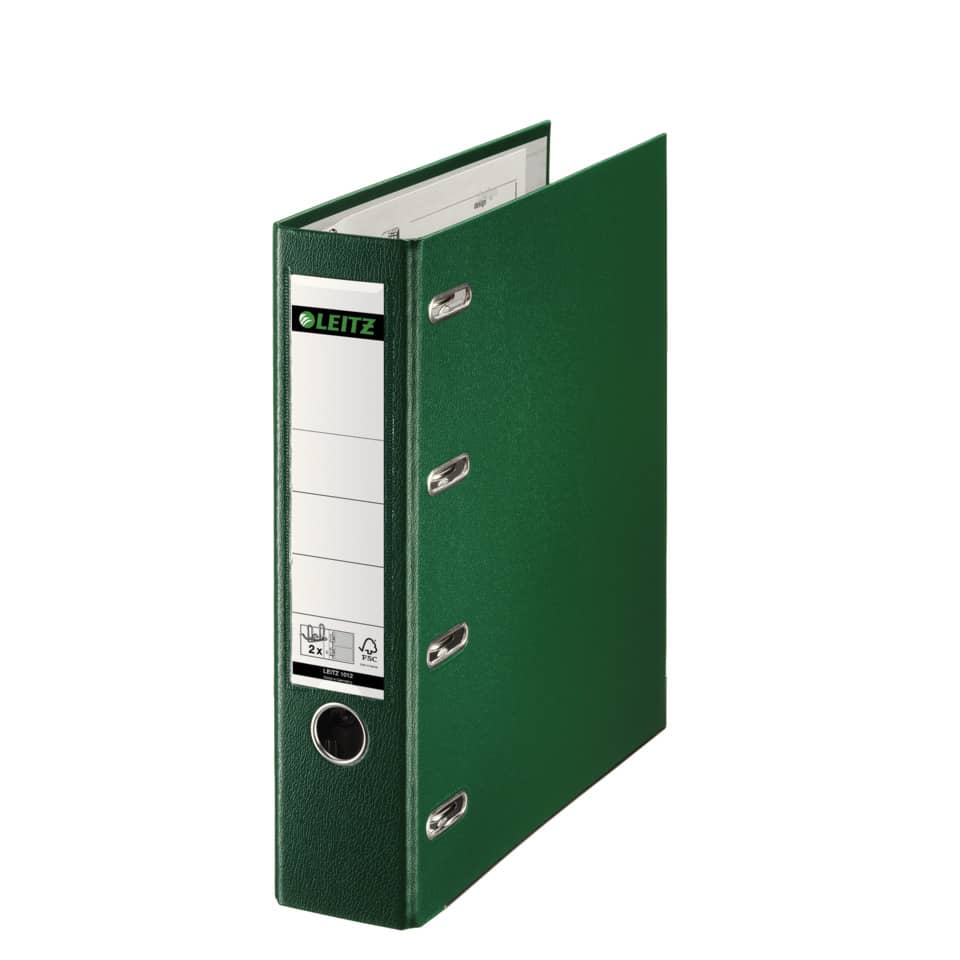 Doppelordner Plastik, mit Schlitzen, 2xA5 quer, 75 mm, grün LEITZ 1012-00-55 LEITZ 10120055 für 2xA5