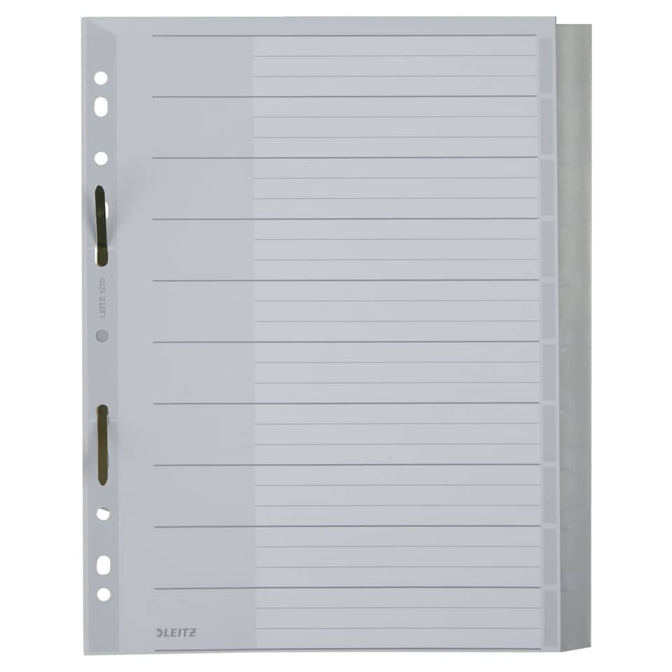 Plastikregister Blanko, A4, schräg, PP, 10 Blatt, grau LEITZ 12700000 LEITZ 12700000 Plastik schräg