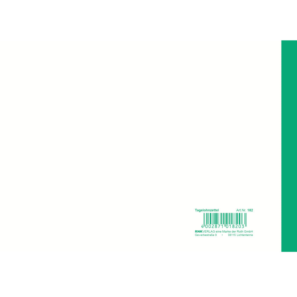 Tagelohnzettel - Block SD, A5 quer, SD, 3 x 40 Blatt, perforiert RNK 182