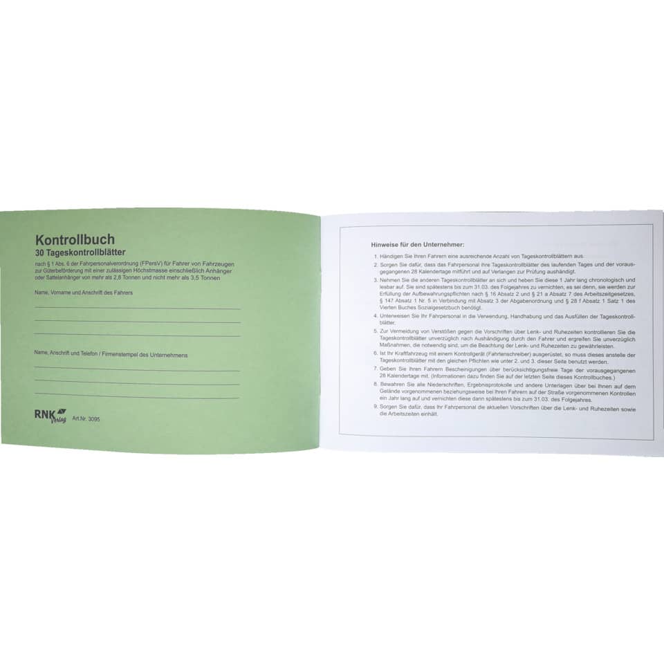 Kontrollbuch Fahrpersonal, A5 quer, 32 Blatt RNK 3095