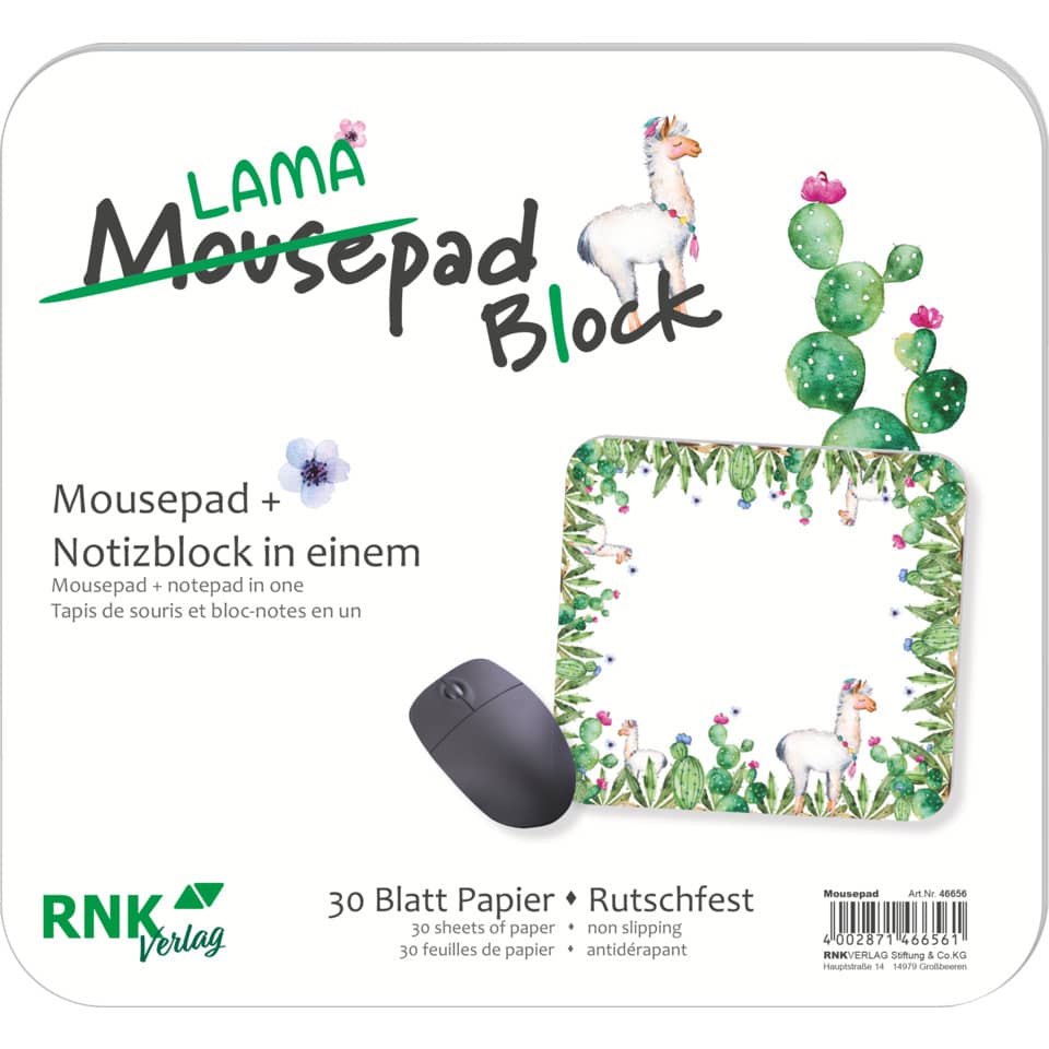 Mauspad - Block "Lama", 240 x 220 mm, 30 Blatt RNK 46656 RNK 46656 240x220mm
